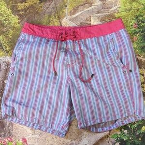 MR. Swim pink blue striped swim trunks size 32